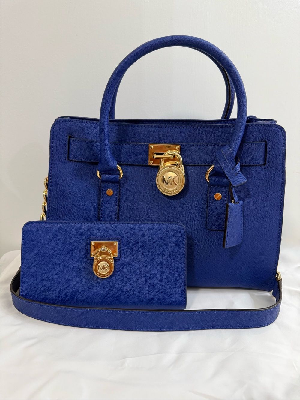 Michael Kors Royal CADET blue Saffiano Leather Hamilton satchel & Wallet